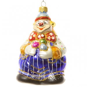 Irena Co Стеклянная елочная игрушка Клоун с шариками 11 см, подвеска 55049 939389
