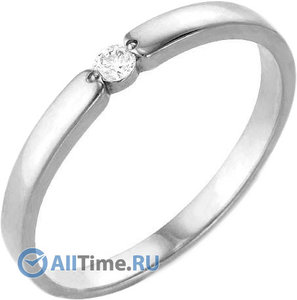 Обручальное парное кольцо из белого золота Ювелирные Традиции Ko210-001 с бриллиантом, размер 16 мм