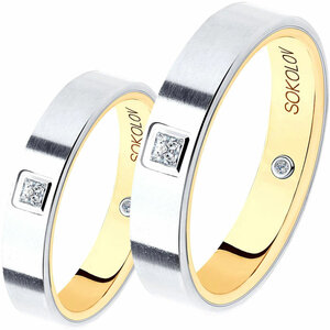 Золотое обручальное парное кольцо SOKOLOV 1114079-02_s с бриллиантами, размер 18,5 мм