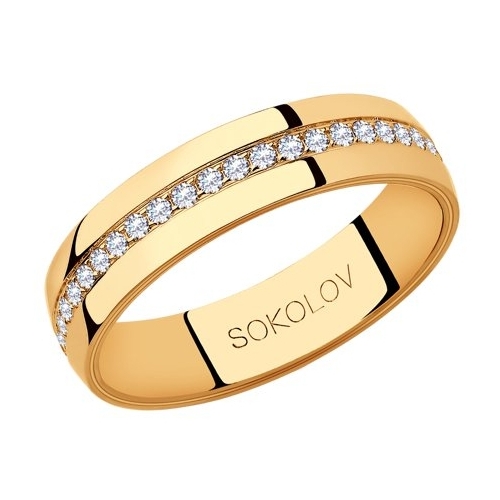 SOKOLOV Обручальное кольцо из золота с фианитами 111028-01