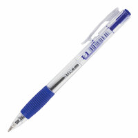 Ручка шариковая автоматическая с грипом STAFF, синяя, корпус прозрачный, 0,7 мм, линия письма 0,35 мм, BPR116