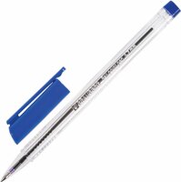 Ручка шариковая, трехгранная, корпус прозрачный, 1 мм, 141707, синяя
