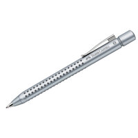 Шариковая ручка автоматическая Faber-Castell Grip 2011 синяя, 1,2мм, трехгран., серебряный корпус