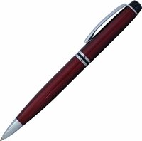 Ручка шариковая, автоматическая, красный металлический корпус, серебристые детали