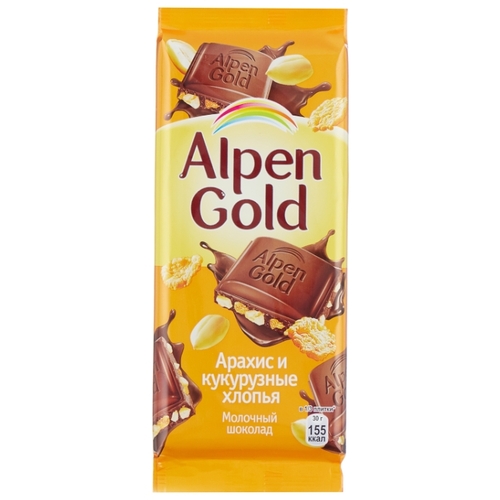 Шоколад Alpen Gold молочный с арахисом и кукурузными хлопьями 971613