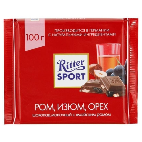 Шоколад Ritter Sport молочный Ром, изюм, орех 971639