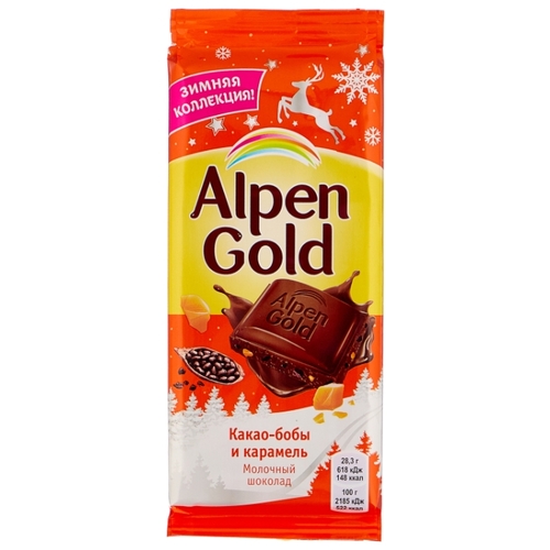 Шоколад Alpen Gold молочный какао-бобы