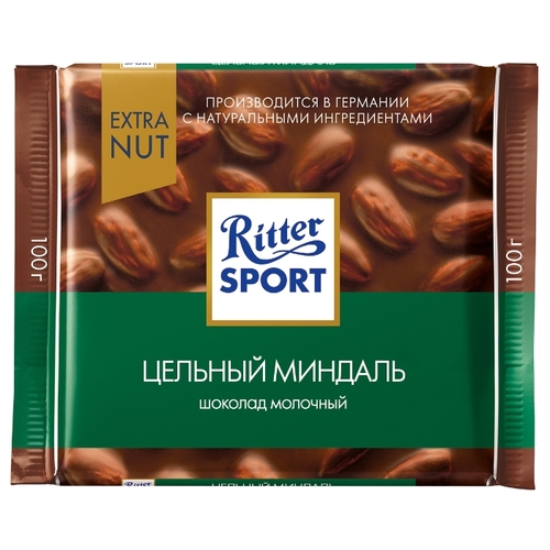 Шоколад Ritter Sport Extra Nut молочный цельный миндаль 971756