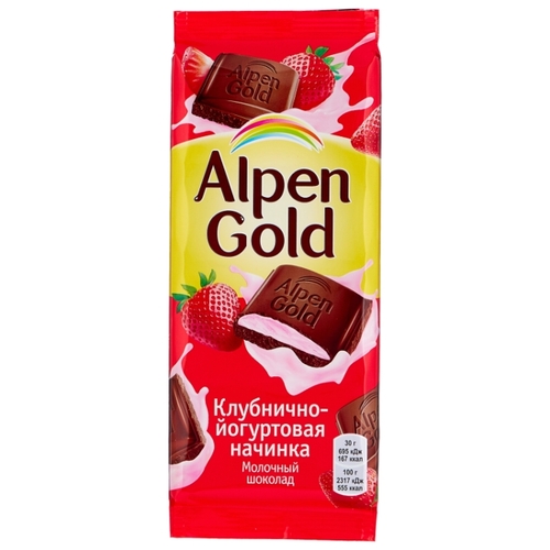 Шоколад Alpen Gold молочный с клубнично-йогуртовой начикой 971581