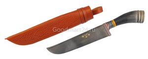 Шахрихан Узбекский нож Пчак средний Сайгак гарда гравировка ШХ15, 17-19 см. арт.4