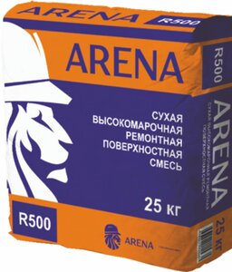 Ремонтная смесь-раствор для бетона высокомарочная с добавлением армировочных волокон Arena Force Arena R500 Repair Maste, 25 кг, (класс B60, марка M800, прочность не менее 70 Мпа)