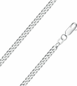 Мужская серебряная цепочка на шею Красцветмет NC-22-002-3-0-90 с панцирным плетением, размер 60 мм